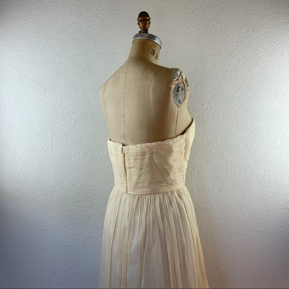 JCrew l 12 Silk Chiffon Pleated Strapless Sweetheart Wedding Bridal Formal Dress